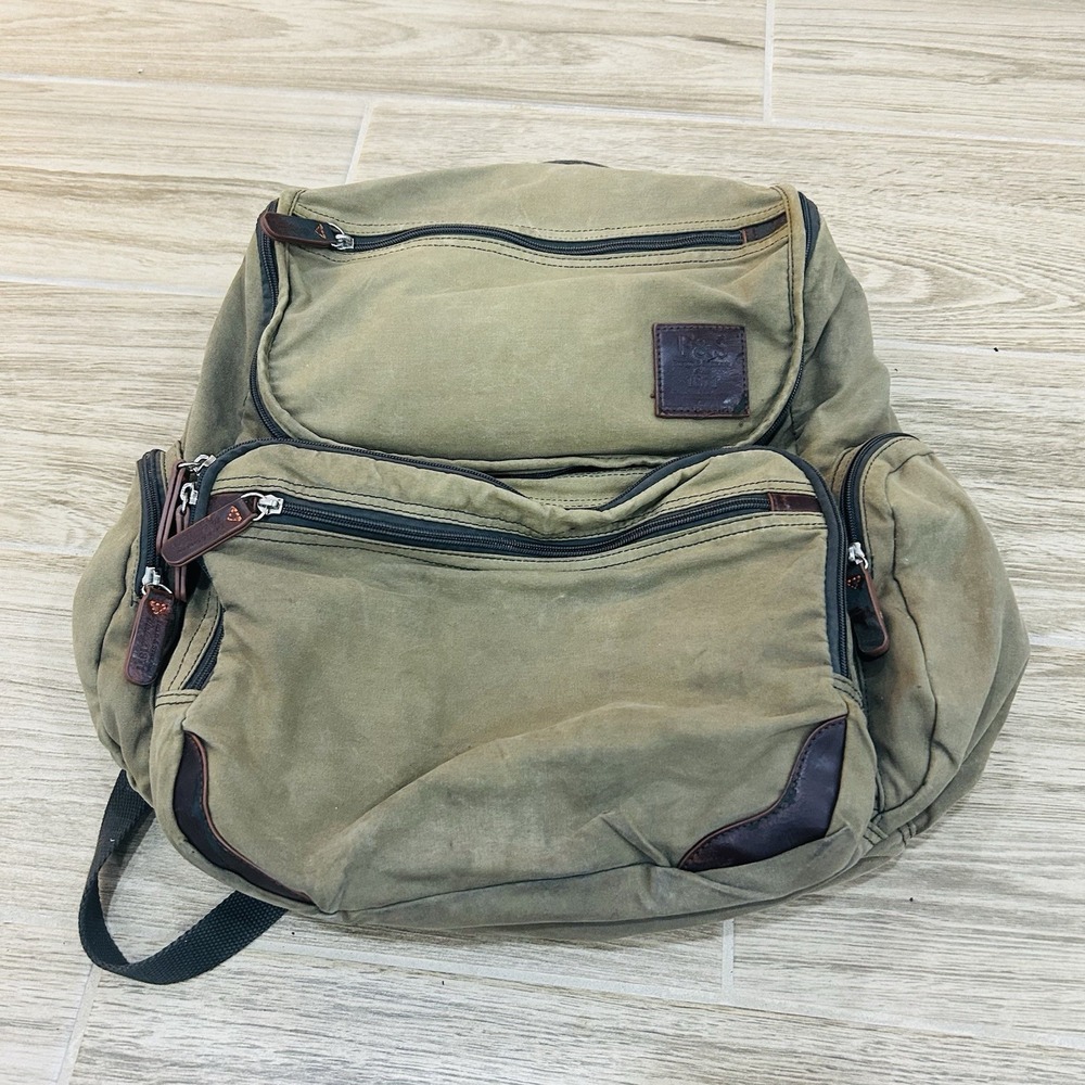 Vintage Field and Stream Waxed Canvas & Leather backpack Day Pack Fishing